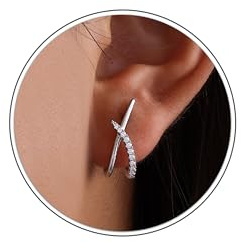 HUABOLA CALYN Ohrstecker Silber 925 für Damen, Minimalistische „X“ form Silber Ohrring, Leichte Hypoallergen Zirkonia Kleine Ohrstecker Schmuck Geschenke