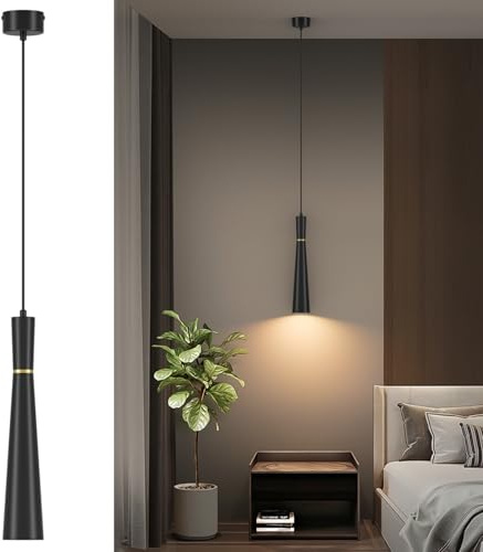 Klighten Suspension Aluminium GU10, Réglable en hauteur, Suspension Luminaire Moderne pour Table à Manger Chevet Salon Cuisine, Lampe Suspendue LED avec Ampoule 5W, Blanc Chaud 3000K, Noir