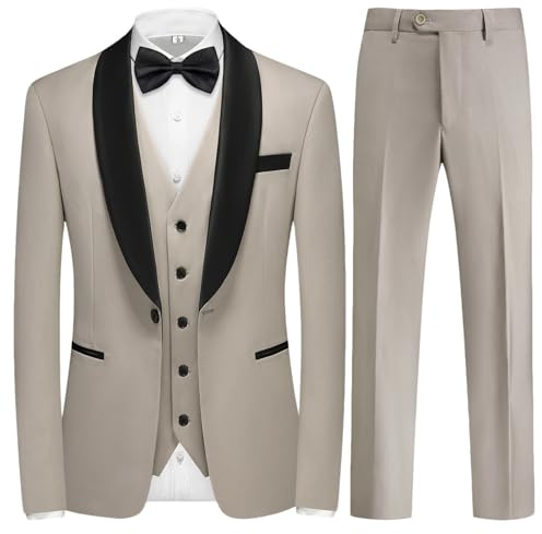 KUDMOL Costume Homme 3 Pièces Slim Fit à Un Bouton Blazer Pantalon Gilet | Smoking d'Affaires pour Mariage Fête à la Mode Business