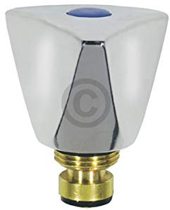 Europart Kronengriff Sanitärarmaturengriff 1/2 Kaltwasser, Metall, Silber, Blau lackiert, Klassisch, Rund, 65 mm