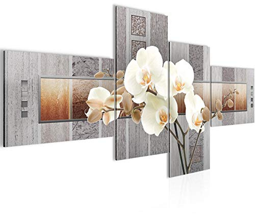 Runa Art Bild XXL 4 Teilig Blumen Orchidee 200 x 100 cm Kunstdruck auf Vlies Leinwand Wanddeko Wohnzimmer Schlafzimmer 204641a