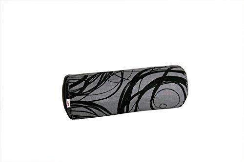 beties „Mystik“ Nackenrollenbezug ca. 15x40 cm abstraktes Kringel-Design in schwarz auf dunklem Background in 100% Baumwolle Platin-Schwarz