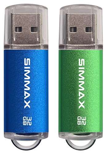 Pendrive 2 pezzi 32GB Chiavetta USB 2.0 Unità Memoria Flash di SIMMAX (32GB Verde Blu)