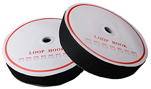 Klettband zum Aufnähen 25 Meter, 50mm Breit (Schwarz, 25 meter Flausch & 25 meter Haken)
