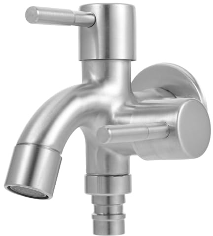 Yardwe Grifo Doble Salida, Acero Inoxidable 304, Control Independiente | Instalación Fácil, Para Lavadora, Cocina, Lavadero, Hogar y Mangueras Compatibles
