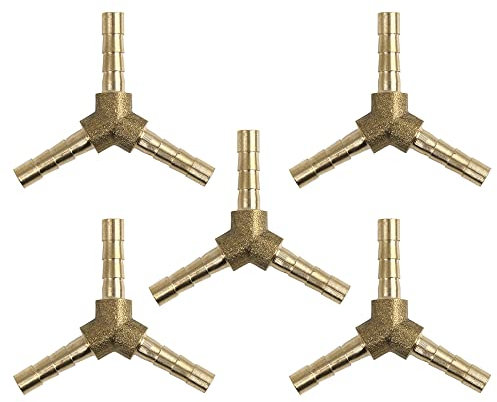 sourcing map 5 Stück Y Schlauchverbinder 4mm Messing Fitting Y Stück Schlauchanschluss 3 Wege Anschluss für Luft Wasser Gas Öl