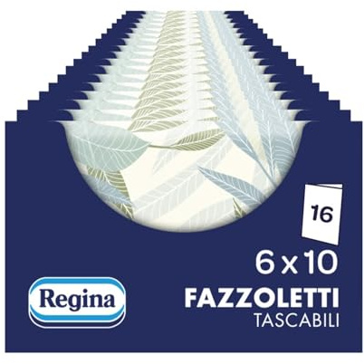 Regina Fazzoletti Tascabili – 16 Confezioni da 6 Pacchetti da 10 Fazzoletti