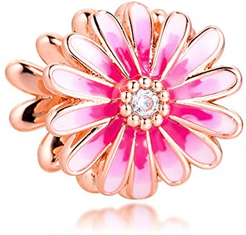 PANDOCCI 2020 Printemps Rose Fleur de Marguerite émail Perle 925 Argent Bricolage Convient pour Les Bracelets Pandora Originaux Charme Bijoux de Mode