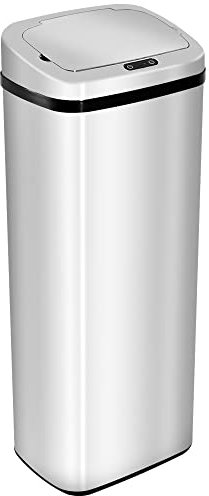 HOMCOM Papelera de Cocina 50L Cubo de Basura Cocina con Sensor Detector de Movimiento y Apertura Automático de Acero Inoxidable y ABS 33x25x58 cm Plata