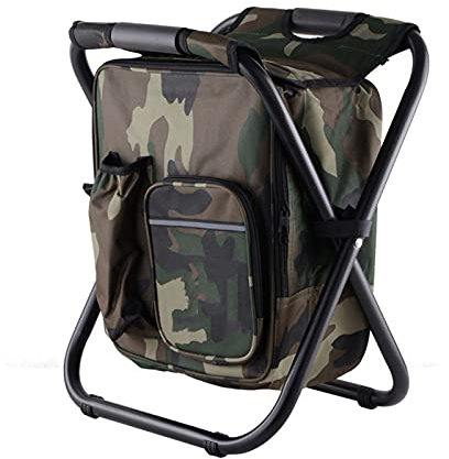 BEDSETS Rucksack Stuhl Faltbar Campingstuhl hocker Mit kühltasche, Camping Stuhl Outdoor Klappstuhl - Campingstuhl mit Tasche - Angelstuhl Falt Sessel - Klappsessel (Camouflage)
