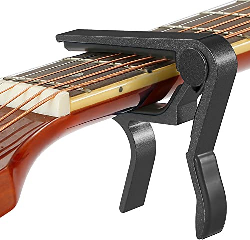 Cejilla de cambio rápido para guitarra acústica y eléctrica de 6 cuerdas, guitarra clásica y ukelele, color negro