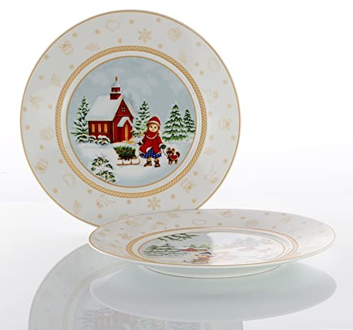 WEISSESTAL Lot de 6 assiettes douces assorties 22 cm pour jouets de Noël