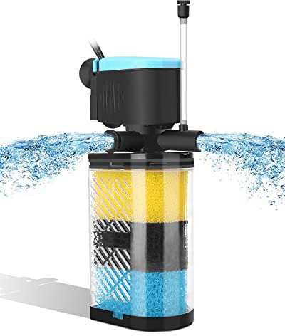 AquaMiracle Aquarium Filter 3-Stage in-Tank Filter Internal Fish Tank Filter Turtle Filter for 40-70 Gallon Fish Tanks with Dual Water Outlet & Aeration