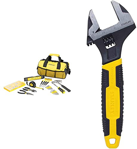 Stanley Material Tool Set, 38 Pieces, STMT0-74101 & MAXSTEEL Adjustable Wrench 30 x 200 mm Protective Phosphate Finish and Ergonomic Bi Material Handle 0-90-948