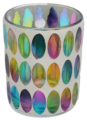 Bougeoir Verre en Mosaïque, Couleur Porte Bougie pour Centre de Table Décoration, Bougeoir Fait Main en Verre Motif, Romantique Bougeoir Chauffe-Plat, Photophore Bougie pour Fête, Noël, Anniversaire