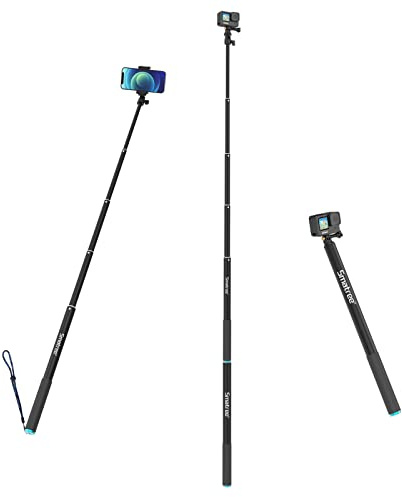 Smatree SmaPole Retractable Selfie Stick, Telescopic Pole for GoPro Fusion, GoPro Hero 13/12/11/10/9/8/7/6/5/4/3/2/1/Session and DJI Osmo Action 3 (Extended Version 16.9-87)