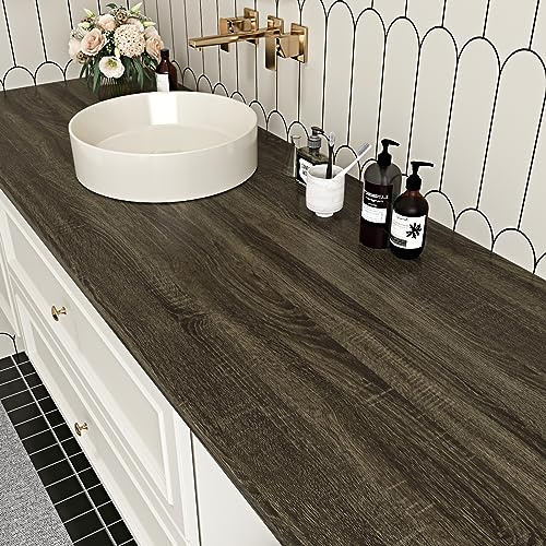 Yullpaper Tapete Holzoptik Selbstklebend Klebefolie Möbel Wasserfest Graubraun Dicke Folie Arbeitsplatte Küche Abwaschbare Wand Tapeten Möbelfolie Selbstklebend Klebefolie Holzoptik Tisch 40cm X 200cm
