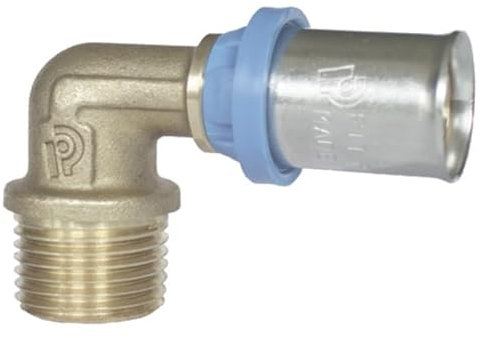 Raccordo curva maschio gomito 90° per tubo multistrato a pressare (20x1/2)