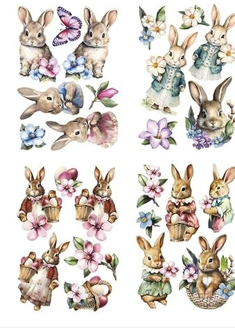 Ideen mit Herz Diamond Painting Sticker | 4 Bogen in DIN A4 | Aufkleber einzeln abziehbar | inkl. Schmucksteine (Osterhasen)