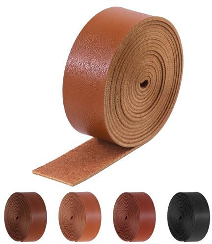 Glarks 1 correa larga (2,5 cm) de ancho (203,2 cm) de piel sintética marrón caramelo con tira plana suave, ideal para proyectos de bricolaje y manualidades artísticas