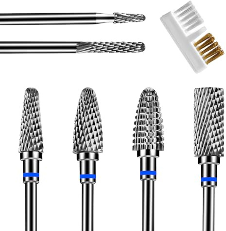 CGBE Nail Drill Bits Set, 6 Pieces Nail Drill Bits, 3/32''(2.35mm) Professional Bits for Nail Cutter, Nail Cutter Tips Grinding Heads Carbide Machine Accessories for Acrylic or Gel Remover - Medium