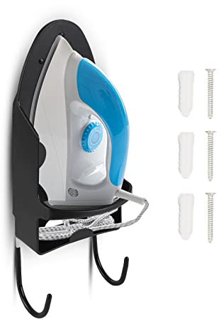 Zjyufy Iron Holder Wall Mount, Ironing Board Hanger & Storage Organizer, Wall Mount for Laundry Room or Door