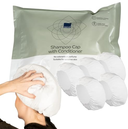 ABENA Shampoo Haube 5er Pack – Waschhaube mit Conditioner ohne Wasser | Körperpflege Haarwäsche für Bettlägerige & Pflege, sanft für empfindliche Kopfhaut