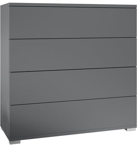 Vladon Kommode Pavos V3, Sideboard mit 4 Schubladen Anthrazit matt/Anthrazit matt (76 x 76 x 35 cm)