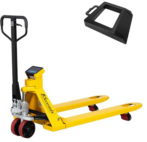 5Seconds Pallet Jack with Scale, 5000 lb Capacity, 27 x 48 Forks, Built-in Digital Scale with 1 lb Readability, Heavy-Duty Industrial Pallet Truck for Warehouse, Includes Pallet Jack Stopper