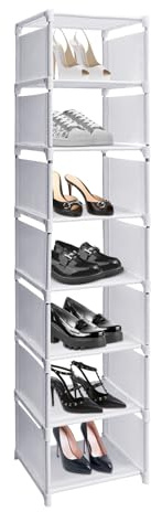 ICEBLUEOR 8 Tier Narrow Metal Shoe Rack - Tall Vertical Storage Organizer, Space Saving Folding Shelf for Closet, Entryway, Hallway