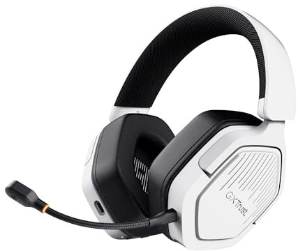 Trust GXT 1493W Ravox Casque Gaming sans Fil Bluetooth + 2.4 GHz pour PS5 PS4 Switch PC Xbox Mobile, Pilotes 50mm, Batterie 70 Heures, Faible Latence, Casque Gamer Over-Ear avec Microphone, Blanc