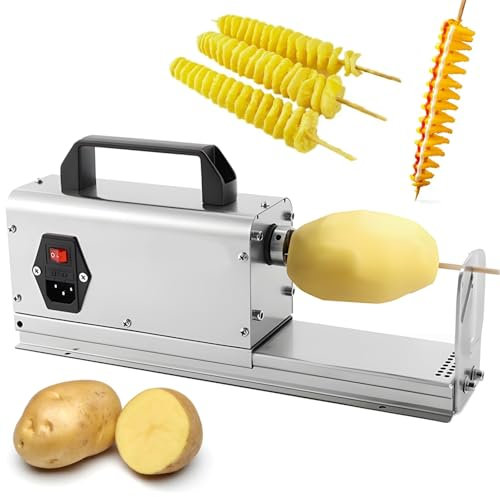 Kommerzieller Tornado-Kartoffelschneider, elektrischer Pommes-Frites-Schneider mit 2 Klingen, Spiral-Kartoffelschneider, Kartoffelbandschneider, Kartoffelturmmaschine aus Edelstahl für Tornado-Chips