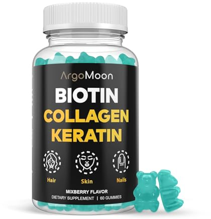 Biotin Collagen Keratin Hair Skin and Nails Gummies, 60 Count, Mixberry Flavour