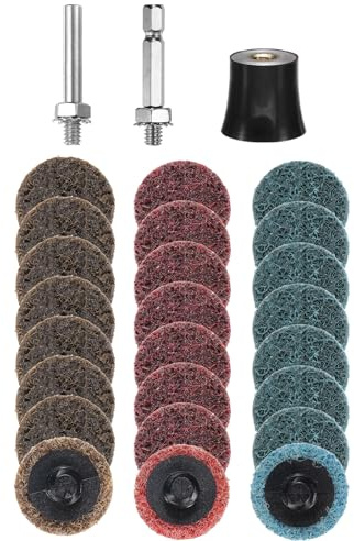 sourcing map 27pcs Quick Change Discs Set 1 Roll Lock Sanding Discs with 1/4 Shank Pad Holder Coarse/Medium/Fine Grit Surface Conditioning Disc for Polish Rust Removal