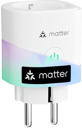 meross Matter WLAN Steckdose mit Stromverbrauch, 16A Smart Steckdose mit Stromzähler für Balkonkraftwerk, funktioniert mit Apple Home, Alexa und Google Home, Sprachsteuerung, Fernzugriff und Zeitplan