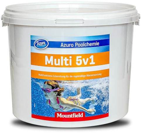 Azuro Multi 5in1 Chlortabletten für Pool – Pooltabs Multitabs 5 in 1 mit Chlor – Desinfektion, pH-Regulierung, Flockung, Wasserenthärtung & Algenverhütung – 100% (3 KG)