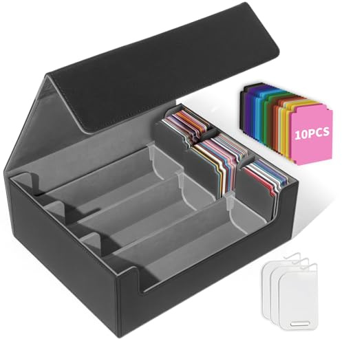 Matlarn Scatole Porta Carte per 2300+ Cartes, Scatola per Carte Collezionabili con 10 Divisori Colorati e 3 Separatori Regolabile, MTG Commander Deck Box per Magic the Gathering TCG PTCG, Grigio