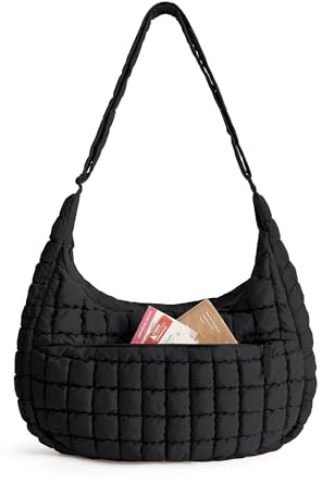 BAGSMART Crossbody Hobo Bag for Women with Adjustable Strap, Quilted Puffy Purses for Women Fluffy Compact Shoulder Handbag