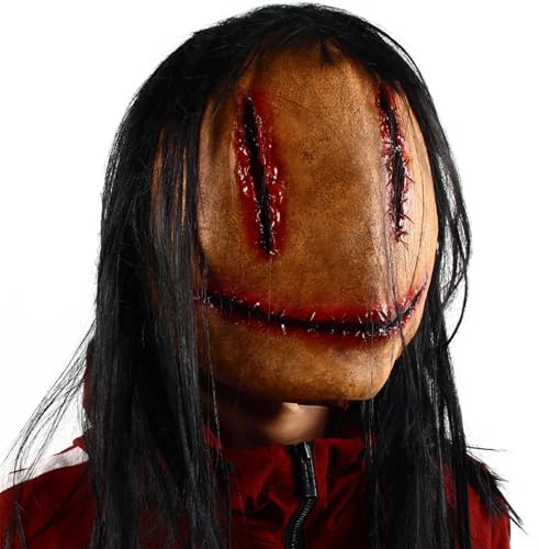 KQLHLHDYZ Maschera di Halloween spaventosa con capelli per adulti, maschera fantasma femminile, testa completa demone fantasma in lattice per Halloween, maschera da diavolo horror, accessori cosplay