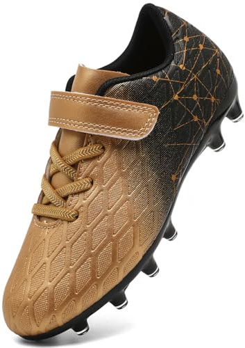 DimaiGlobal Kinder Fußballschuhe mit Stollen Jungen Mädchen Naturrasen Fussballschuhe Klettverschluss Kunstrasen Stollenschuhe FG AG Trainingsschuhe