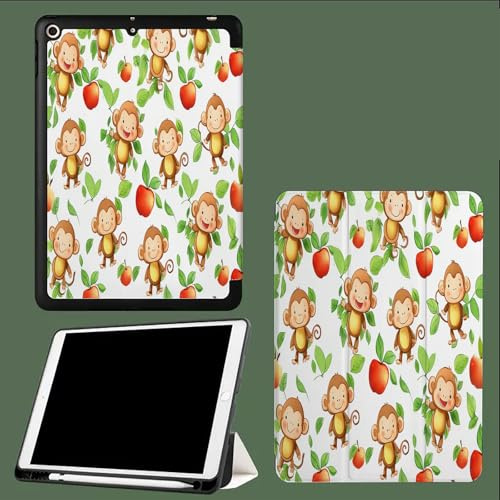 Custodia per iPad Pro 11 4a/3a/2a gen 2022/2021/2020, custodia protettiva morbida e sottile con supporto a tre ante, funzione di sospensione/riattivazione automatica,Scimmia Mela