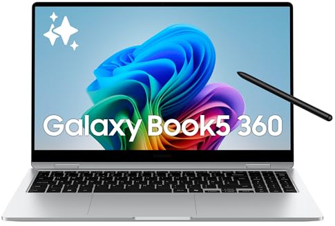 Samsung Galaxy Book5 360 15.6, Copilot+PC, Ordinateur Portable avec IA, Processeur Intel Core Ultra 7, Mémoire 16Go RAM, Stockage 512Go, Clavier AZERTY Fr, Argent