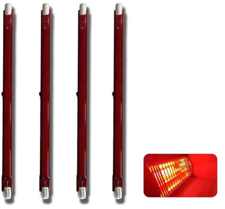 Generico R7S Lampada Alogena 254mm 1000W Dimmerabile, Lampadina Riscaldante Rosso Risparmio Energetico COB Lineare Luce 1000Lm, Illuminazione Fascio 360° Lampadine Infrarossi R7S,254mm 1300w,4Packs
