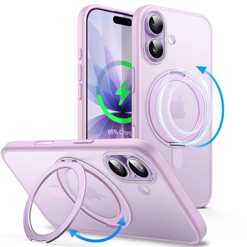 JETech 360 Grader Roterbart Ring Skal för iPhone 17, Lavendel | Kompatibel med MagSafe, med Kamerakontrollknapp, Tunt Stötsäker Telefon Case Fodral med Stativ och Ringhållare