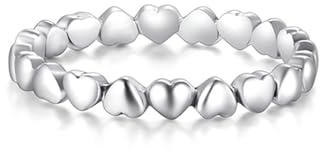 Lirzxin Verlobungsring Weißgold 585 14K, Hochzeit Ringe Damen Poliert Herz Reihe Design Eheringe Trauringe Partnerringe Weißgold Gr. 53 (16.9)