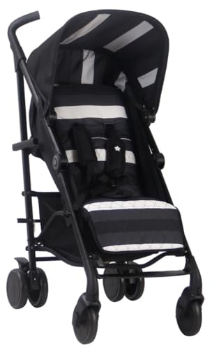 My Babiie MB51 LITE Stroller – from Birth to 4 Years (22kg), Lightweight, Umbrella Fold, Travel Buggy for Toddlers - Charcoal Stripes