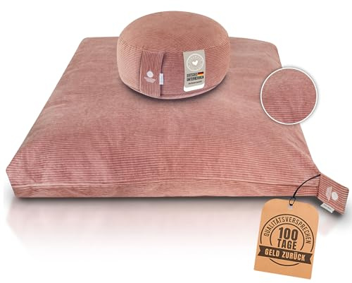 Inner Peace Meditationskissen Set Cord XL | Premium Set, rundes Kissen + Zabuton Matte, waschbar, Zen Meditationsset, für Yoga & Achtsamkeit