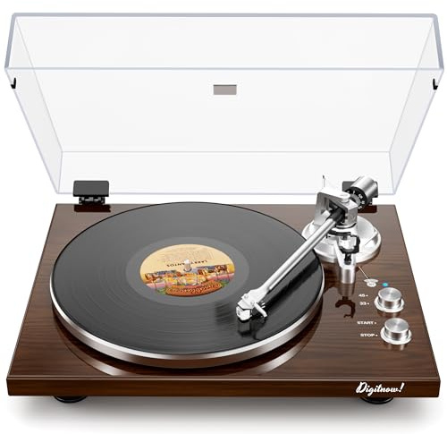 Belt Drive Turntable for Vinyl Record Player,Connect with Bluetooth Speakers or Active Speaker,Built-in Phono Pre-amp,USB Digital Output, Magnetic Cartridge,High-Gloss Wood Design(Brown)