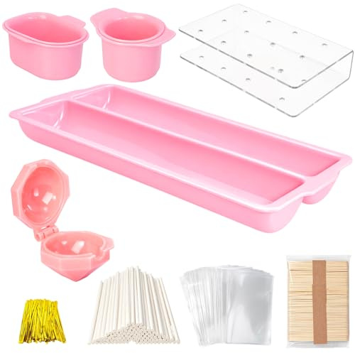 Hokoad 355pcs Cake Pop Mold Kit, Cakepop Molds Shapes with Cake Pop Cutter and Pusher, Cake Pop Stand Sticks, Cake Pop Wrappers with Ties, Cake Pop Baking Kit for Home Wedding Party