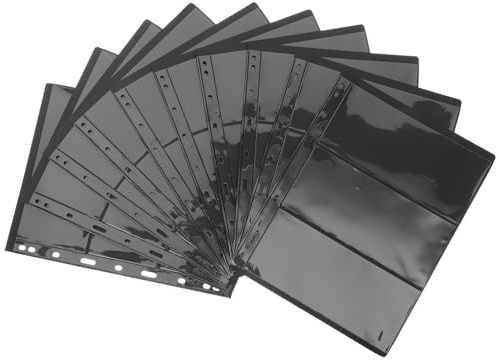 CLISPEED 10 hojas reutilizables de almacenamiento de sellos con páginas interiores de PVC para tarjetas postales y tarjetas, para colección y organización de sellos